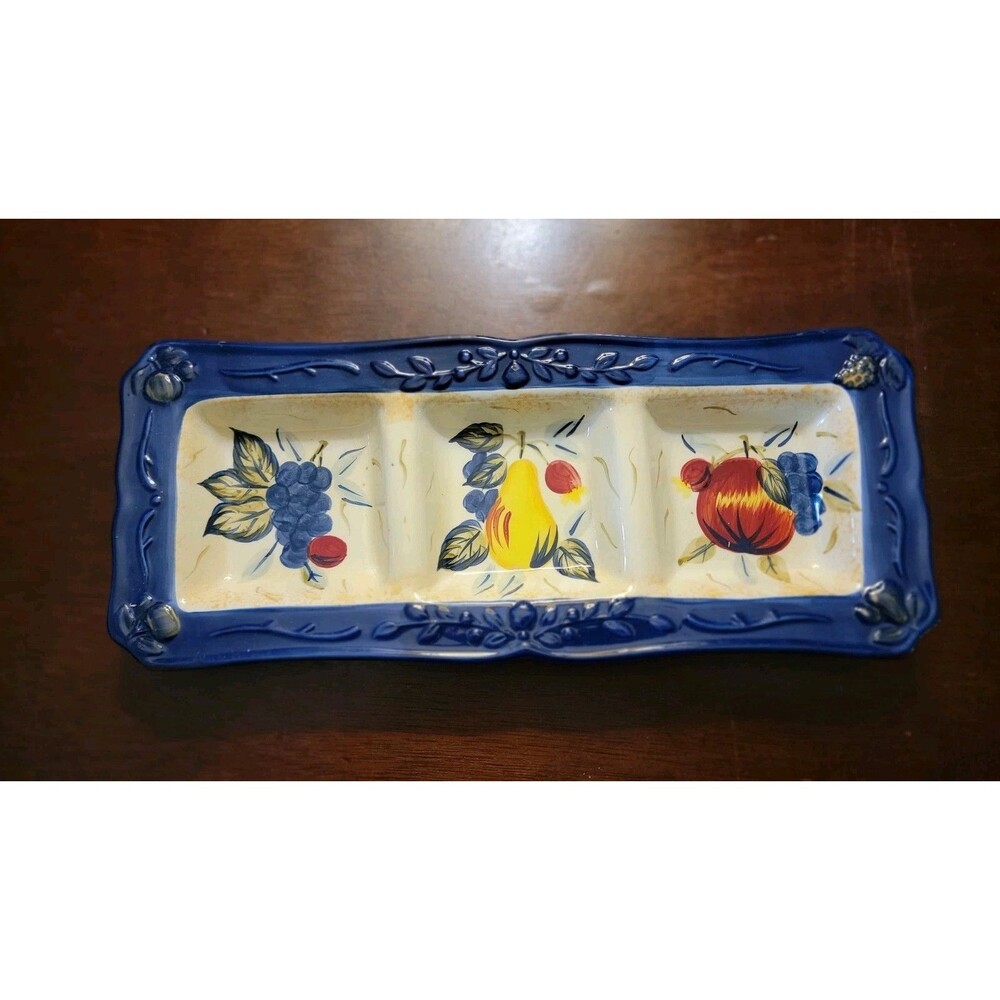 Hanspainted Ceramic Relish Tray New Open Box
